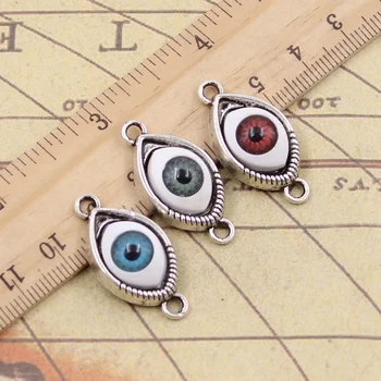 

4pcs/lot Charms 3colors Devil Eye 30x15mm Antique Silver Color Pendants Making DIY Handmade Tibetan Finding Jewelry Bracelet