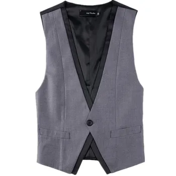 

New Man ma3 jia3 Men's Clothing British Style Slim Masculino Cotton one button Sleeveless Jacket Waistcoat Men Suit Vest
