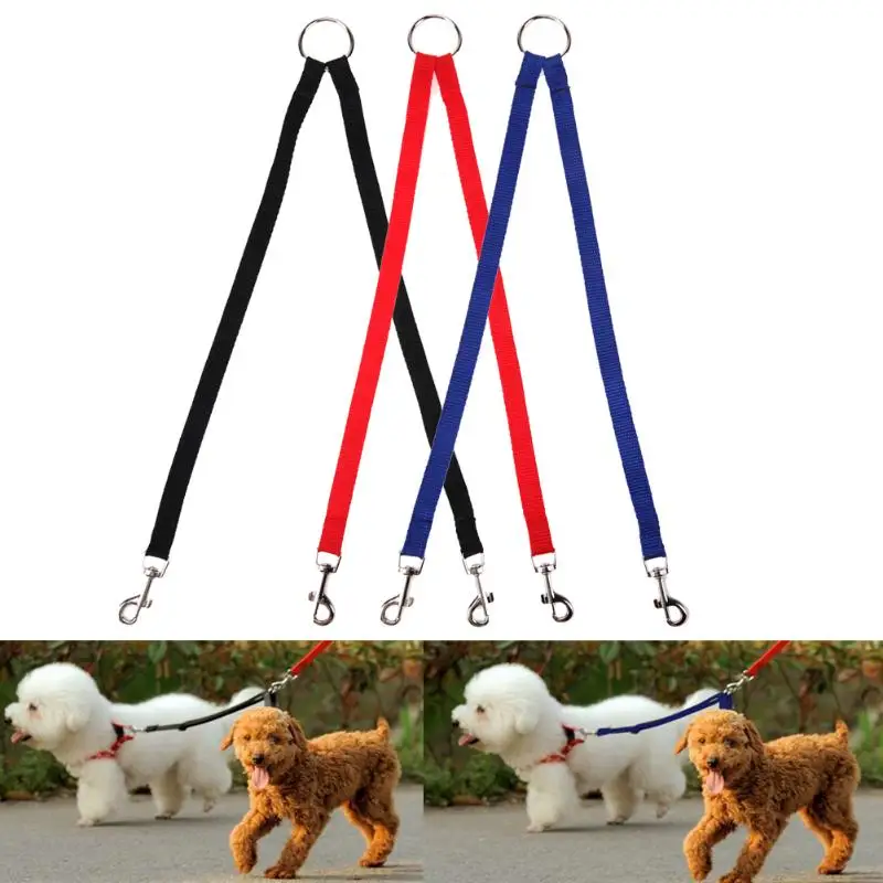 

Pets Dogs Leash Nylon Double Dual Two2 Way Coupler Walk Necklace Puppy Leashes Dog Cats Supplies Pet Products