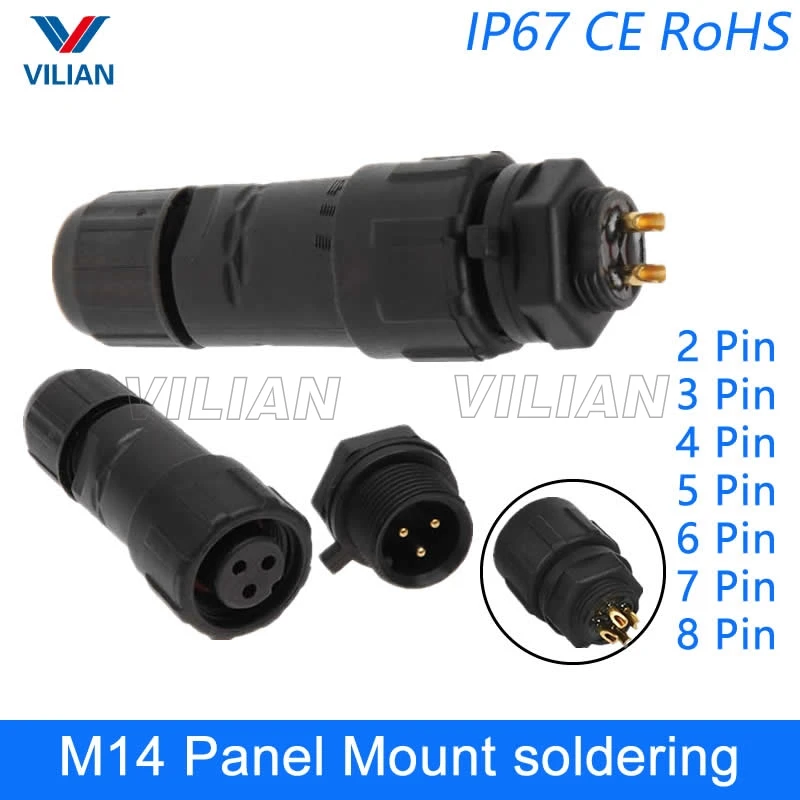 Wire Cable Conduit M14 Ip68 Waterproof Harness 3 Pin Male Female Electrical Cable Connectors Wire Connectors Terminal Blocks