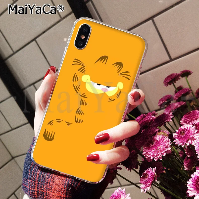 Мягкий силиконовый чехол для телефона из ТПУ MaiYaCa Garfield cat для Apple iPhone 8 7 6 6S Plus X XS MAX 5 5S SE XR