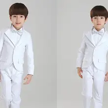 Белый Нотч Прохладный Красивые Костюмы Детские костюмы Одежда формальный классический пиджак комплект Костюмы детей KidsDress(куртка+ брюки+ галстук-бабочка