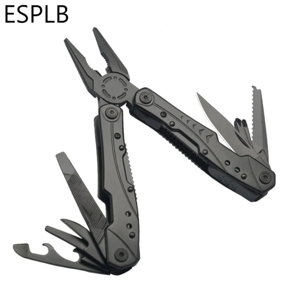 

ESPLB 12-in-1 Multitool Pliers Multi Purpose Folding Pocket Plier Tool Hardened 420 Stainless Steel for Survival Camping Fishing