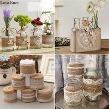 2Meter Pcs Width 5cm Jute Burlap Rolls Hessian font b Ribbon b font With Lace Vintage