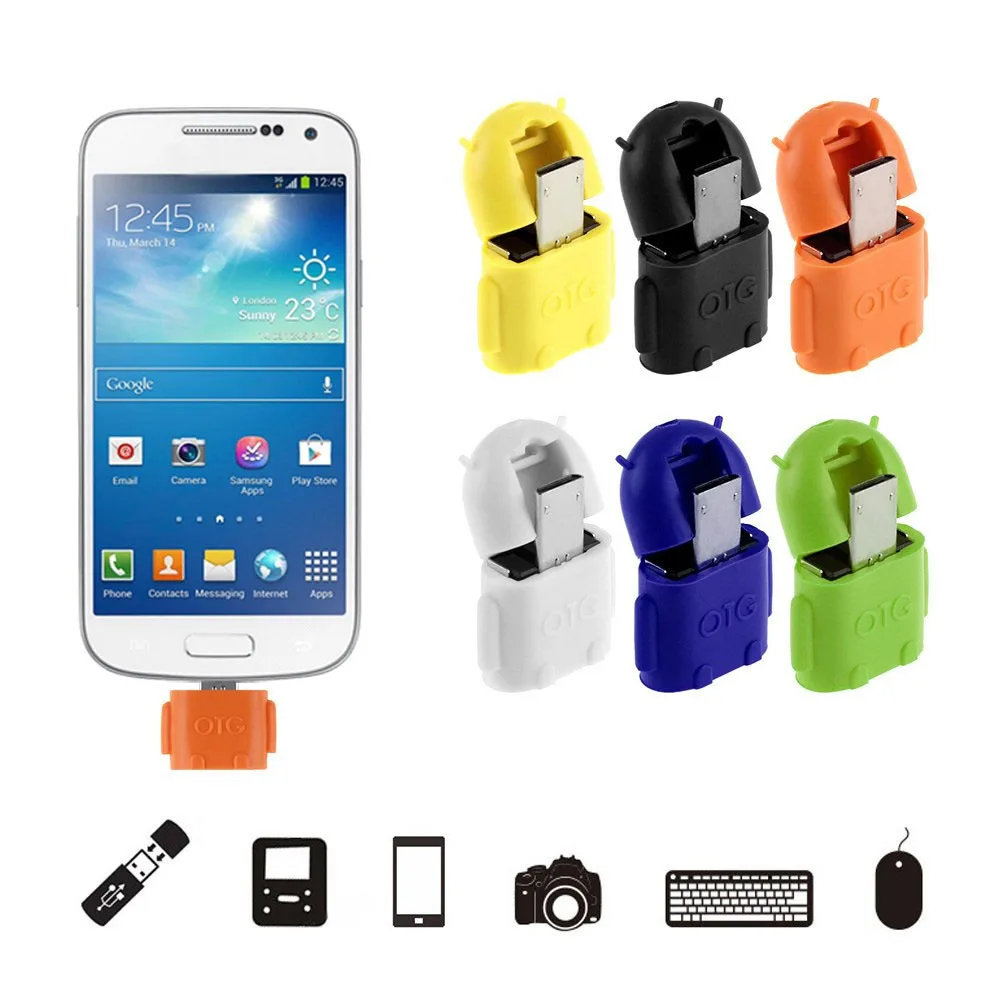 

Universal Android Robot shape Micro USB OTG Cable Adapter 2.0 Converter for flash Drive Mouse keyboard Hand Shank Tablet Phone