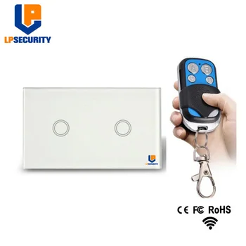 

LPSECURITY Smart Home US Standard Remote Control Switch 2 Gang 1 Way RF433 Wall Switch Wireless wall light touch switch