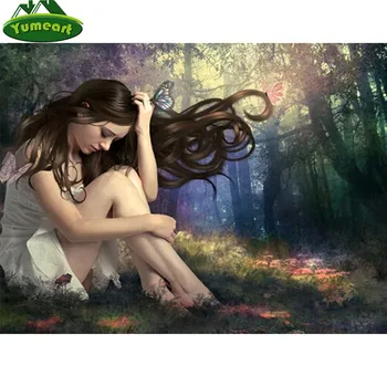 

5D Diamond Mosaic Diamond Paintings Cross Stitch Forest Girl Diamond Embroidery Patterns Rhinestones Decorative Pictures