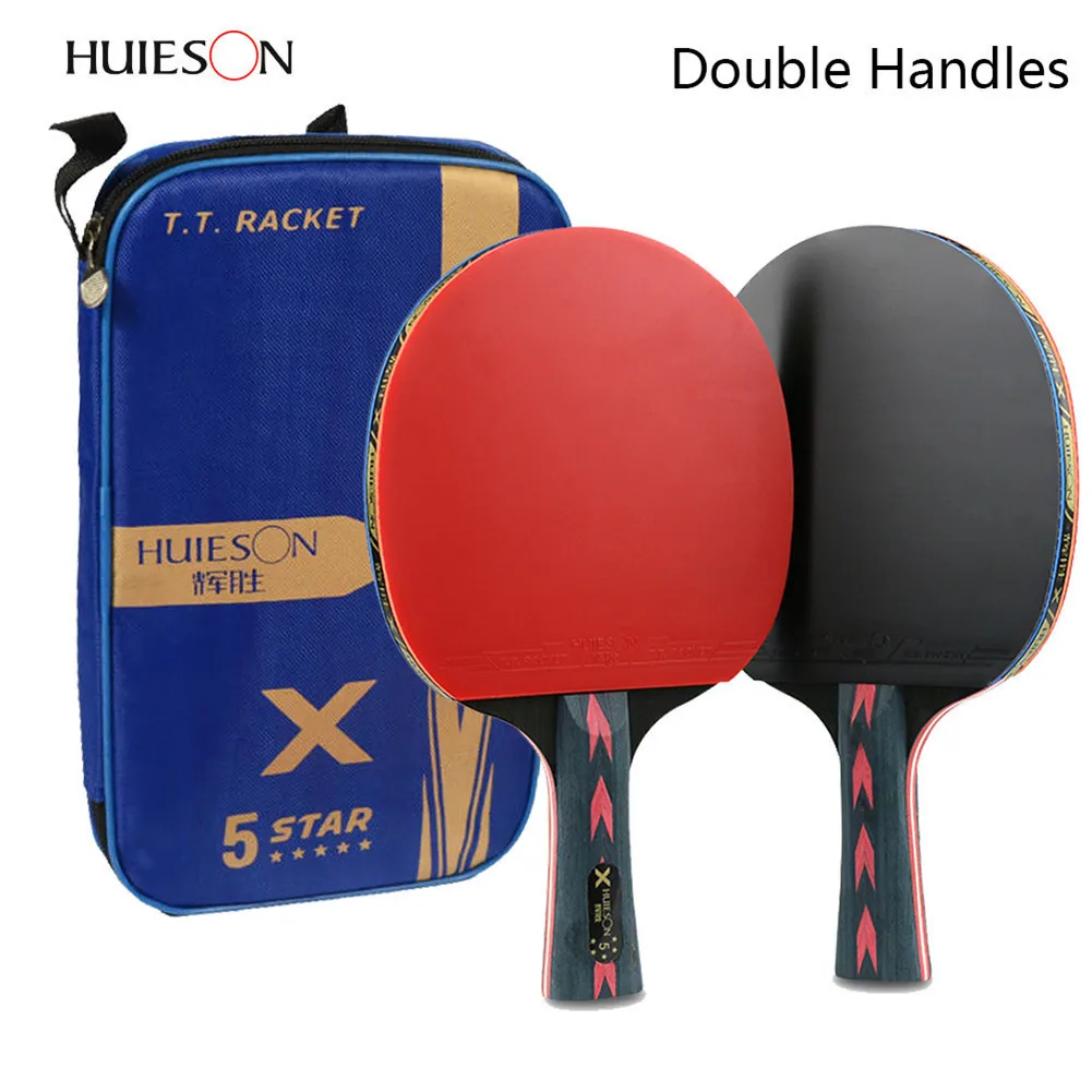

2Pcs Upgraded 5 Star Carbon Table Tennis Racket Set Lightweight Powerful Ping Pong Paddle Bat