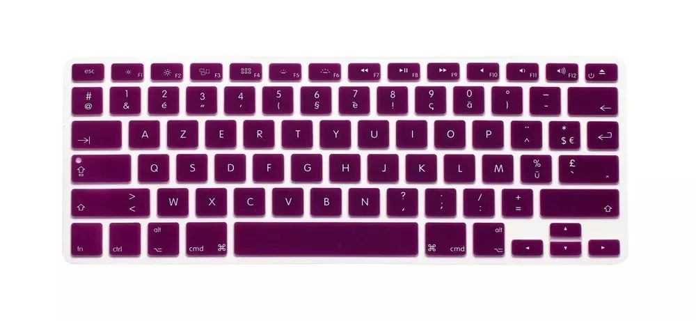 Силиконовый чехол для клавиатуры с французскими буквами для Macbook Air Pro retina 13 15 17 протектор для Mac book клавиатура франция США AZERTY - Цвет: Purple