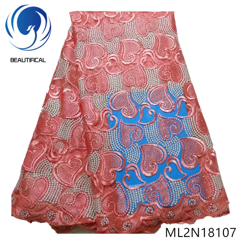 

BEAUTIFICAL Beads Nigerian Embroidery French Lace Rhinestones Tulle French Lace 2019 ML2N181
