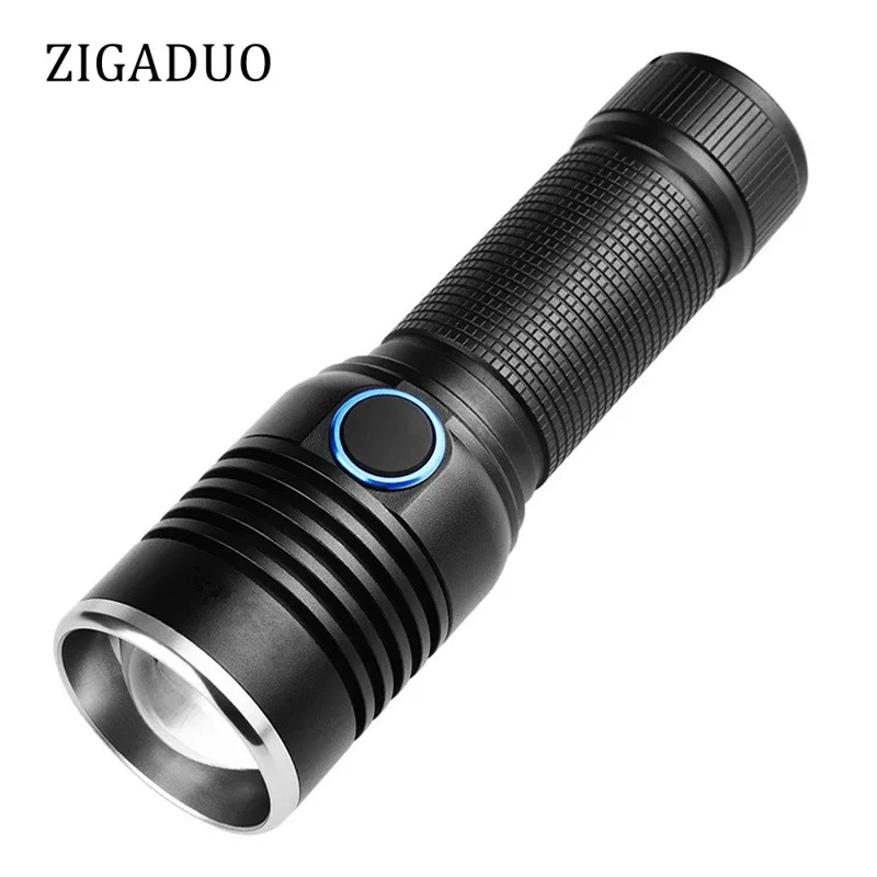 

Ultra Bright Tactical Flashlight USB Rechargeable 26650/16340 Battery XML T6 LED Torch For Camping, Security, Emergency Use