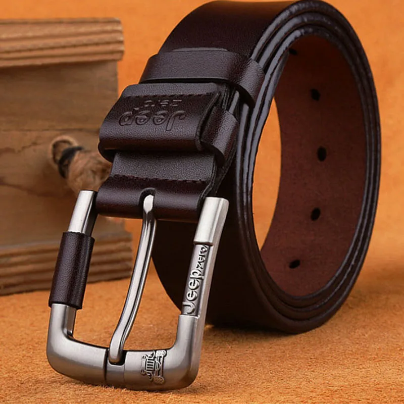 Cheap Designer Best Quality 100% Upper Genuine Leather Alloy Pin Buckle Belt For Men Business Men Belt Fancy Vintage Jean Cintos Belt