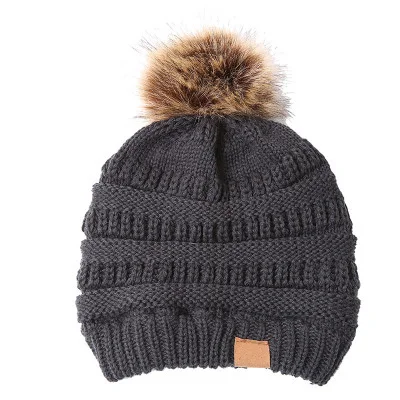 Woman Winter Hat Beanie C Faux Fur Pom Pom Ball For Hats Knitted Cap Skully Warm Ski Hat Trendy Soft Brand Thick Female Caps