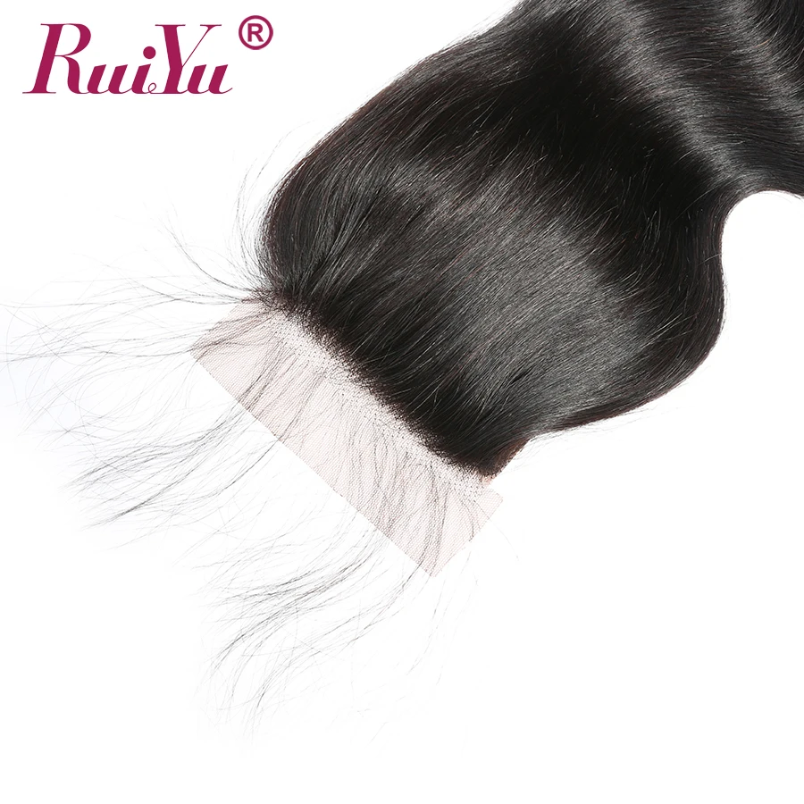 5x5 Кружева Закрытие тела волна бразильские волосы человеческие волосы закрытие кусок отбеленные узлы Закрытие с волосами младенца свободная часть RUIYU Remy