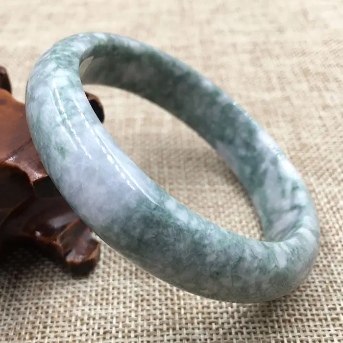 

62mm Certified Grade "A" Natural Green Jadeite Jade Gems Bangle Bracelet 043483