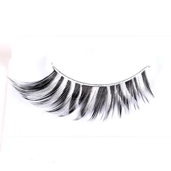 

2 pairs black with white Zebra-stripe Strip Flase Eyelashes Party Makeup Eyelashes ES-06-white