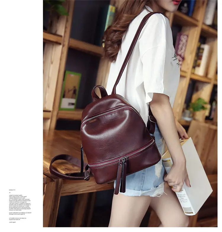 Vintage Women Backpack Designer PU Leather Female Travel Backpacks small Preppy style School Bagn (2)