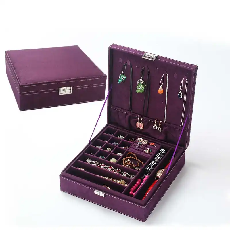 2019 Casket For Decoration Velvet Wooden Jewellery Box Display Storage Organizer Capacity Packaging Earrings Bo