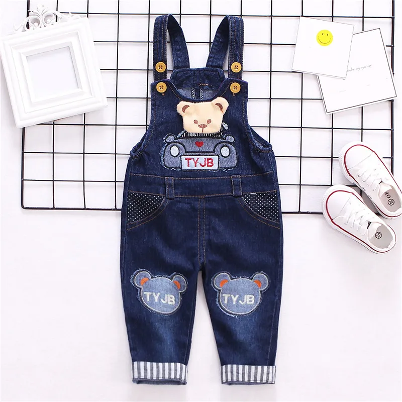 

2019 Cute Baby Rompers baby Denim Jumpsuit Romper Cartoon Bear Baby Overalls for Boys Girls Infant Baby Clothes Jeans Jumpsuit