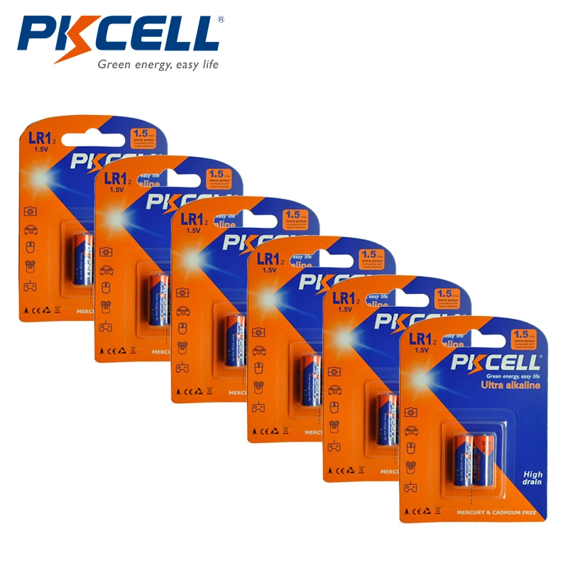 Щелочная батарея PKCELL N размера 12 шт. 1 5 В LR1 E90 MN9100 AM5 UM-5 KN для bluetooth-гарнитуры |