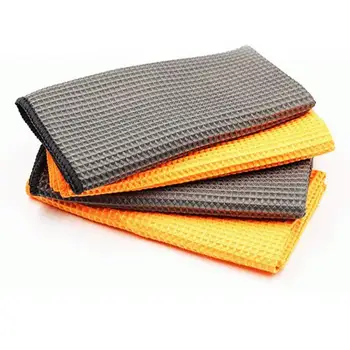 

2Pc Car Wash Towel Glass Cleaning Water Drying Microfiber Window Clean Wipe Auto Detailing Waffle Weave For Kitchen Bath ,Oran
