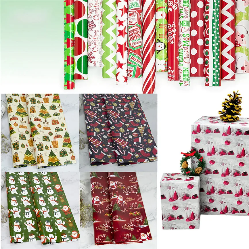 

3Pcs Packing Paper Christmas Wrapping Paper DIY New Year Gift Present Tree Santa Wrap Decorative Xmas Party Roll Nov#2