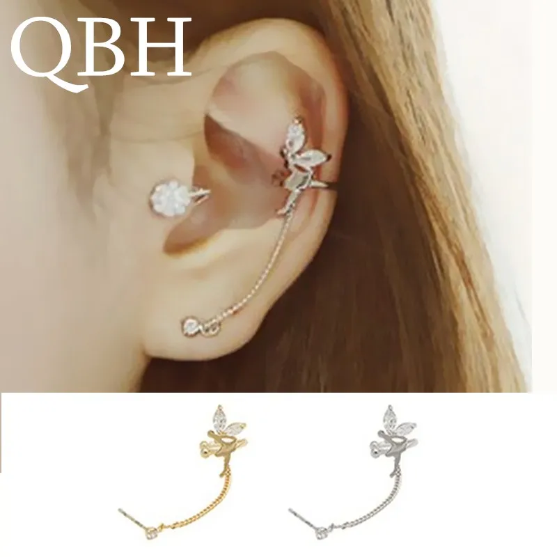 

EK602 Hot Fashion Elfin Angle Wing Zircon Ear Cuff Clip Earrings For Women Girl Jewelry Crystal Pendientes oorbellen Brincos