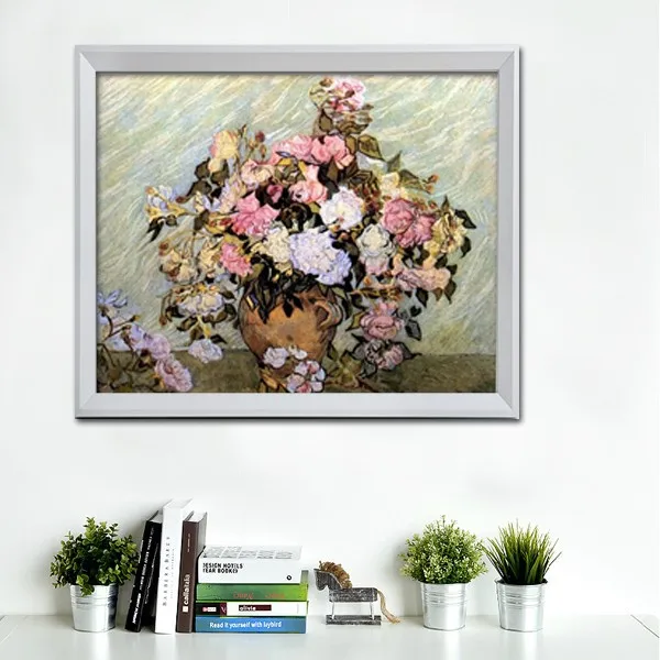 

Bedroom wall decoration painting Vase with Roses by Van Gogh modern handpainted oil painting on canvas wall pictures No Frame