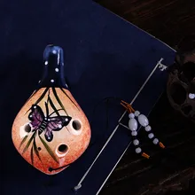 Шесть отверстие Окарины альт Ac длинные фарфор флейта музыкальный инструмент ручная роспись дизайн