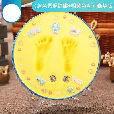 Детские сувениры детские руки и ноги производители воздуха сушильная мягкая глина уход за малышом новорожденный Inkpad Imprint комплект - Цвет: yellow mud blue box