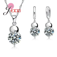 Трендовые простые длинные висячие серьги для женщин, 925 пробы, серебряные, круглые прозрачные кристаллы, жемчужные камни, ожерелье, свадебные ювелирные наборы