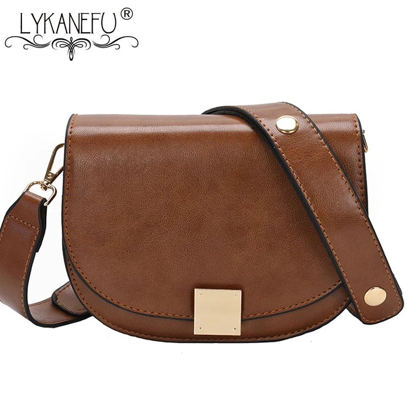

LYKANEFU Saddle Bag Crossbody Bags for Women Handbag Brown Flap Purses Small Women Bag Over the Shoulder Bags with Long Strap