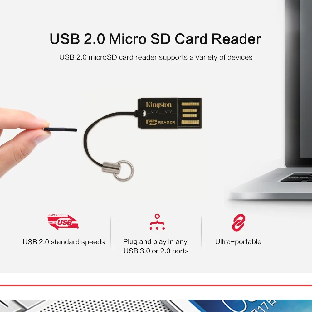 Kingston Usb Micro SD кард-ридер SDHC SDXC высокоскоростной ультра мини флэш-карта памяти адаптер кард-ридер