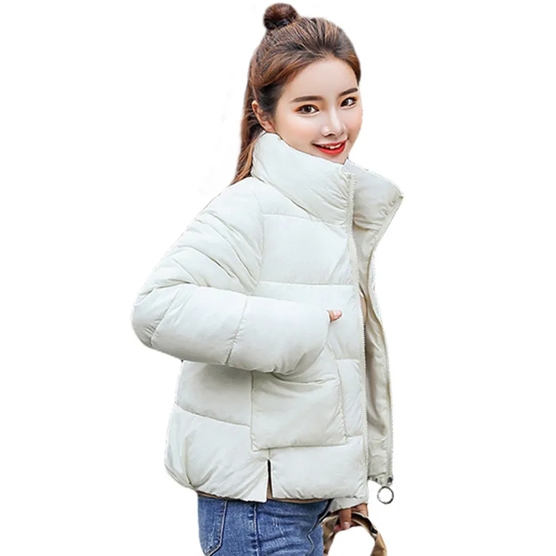 Stand Collar Women Winter Basic Jacket Tops Cotton Padded