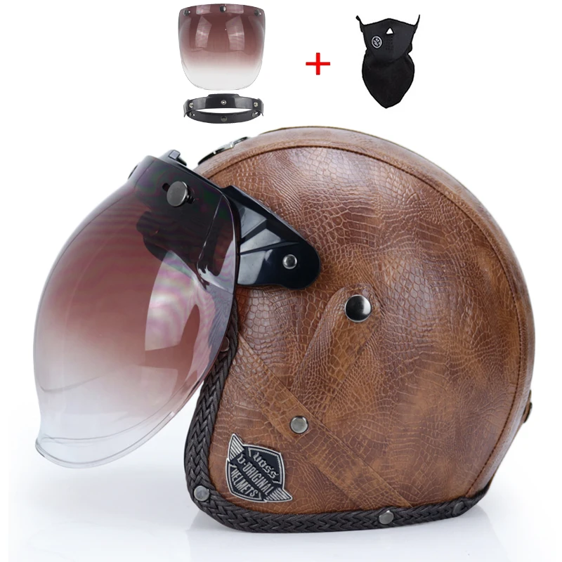 Кожа PU casco moto Винтаж moto rcycle шлем с открытым лицом камуфляж capacetes de moto ciclista vespa кафе гонщик - Цвет: a9