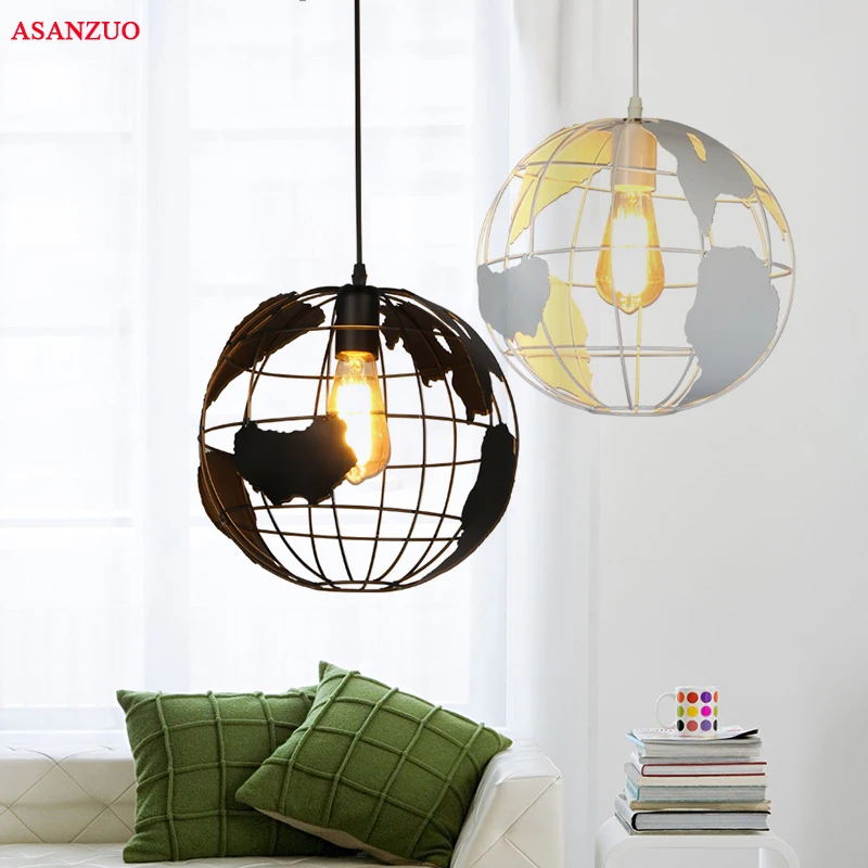 

Globe Pendant Lights Black/White Lampshade for Kitchen Bar Dining Room Restaurant Coffee Shop Home Decoration Hanging Lamp