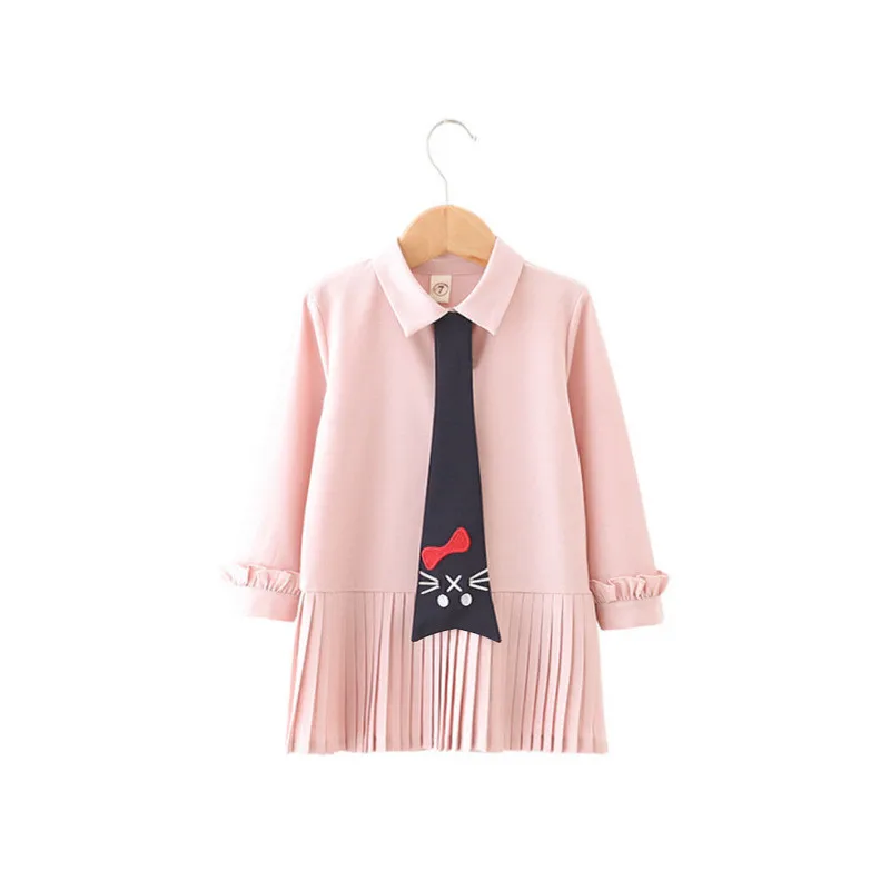 Платье для девочек коллекция года, весенне-осеннее Новое однотонное платье принцессы с длинными рукавами в консервативном стиле для девочек Одежда для девочек возрастом от 2 до 8 лет