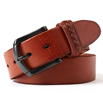 

genuine leather belt men luxury designer men's belts brown color jeans buckle strap good quality italy cowhide free shipping