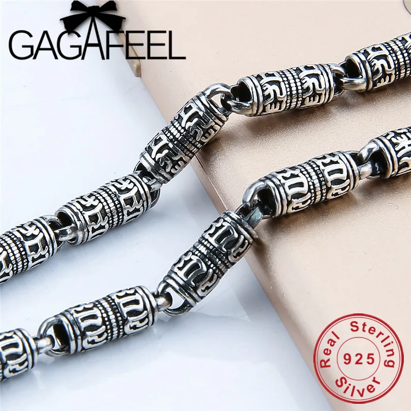 Мужской браслет GAGAFEEL из настоящего чистого 925 пробы серебра 5 мм. Мужские украшения в стиле панк., ювелирные изделия HYB1