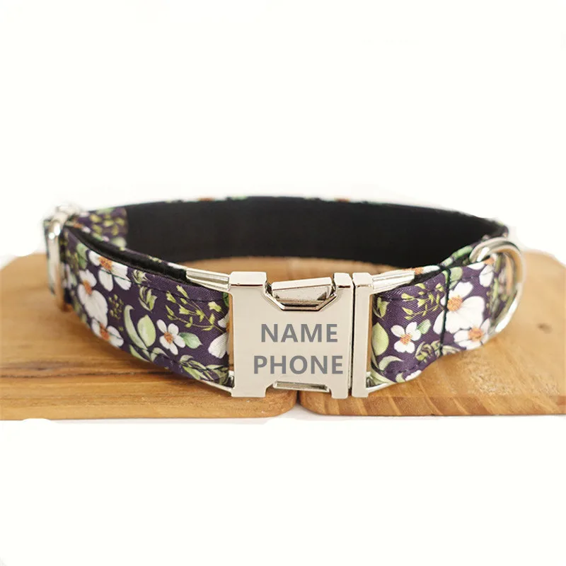CoolPaw PersonalizeFresh Prints Flower Pattern Pet Dog Collar