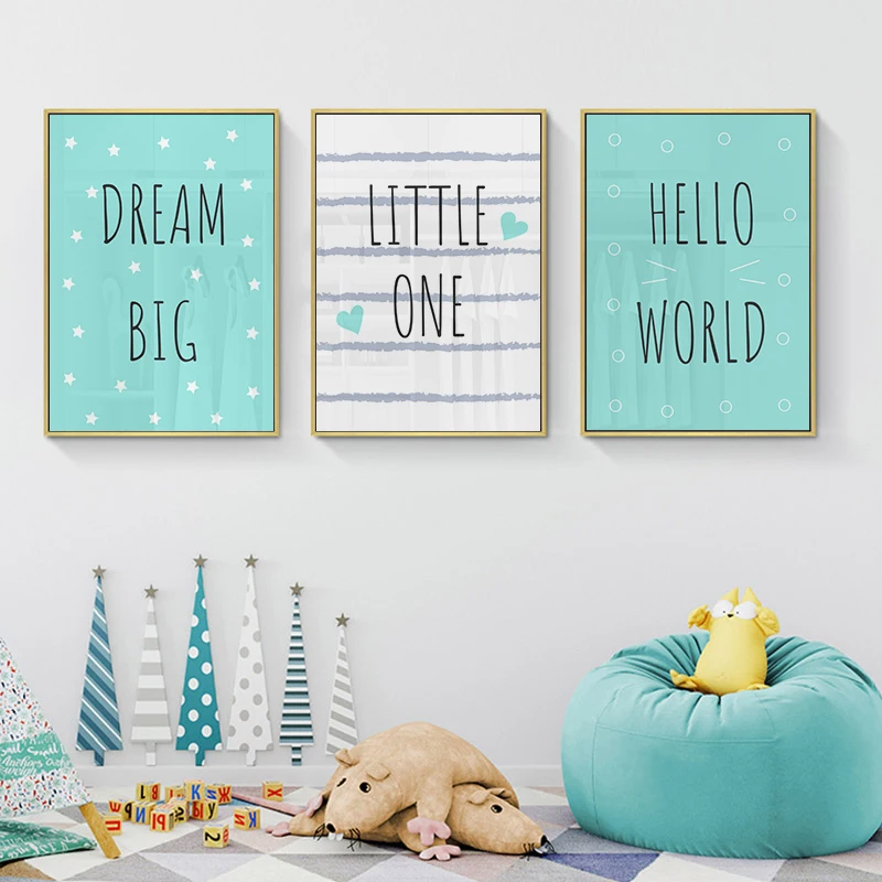 Dreams Big Tiger Decor Bear Wall Art Big Boy Bedroom Decor Boy Nursery Quotes Canvas Prints Painting Poster