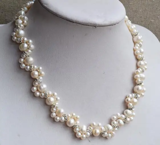 Handmade Real Pearl Jewellery 16 inches 5-8mm White Freshwater Necklace Flower Girl's Rhinetone | Украшения и аксессуары