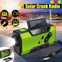 Солнечный цифровой кривошипный аварийный AM/FM WB Погодный портативный радио фонарик Солнечный внешний аккумулятор 2000 мАч перезаряжаемый