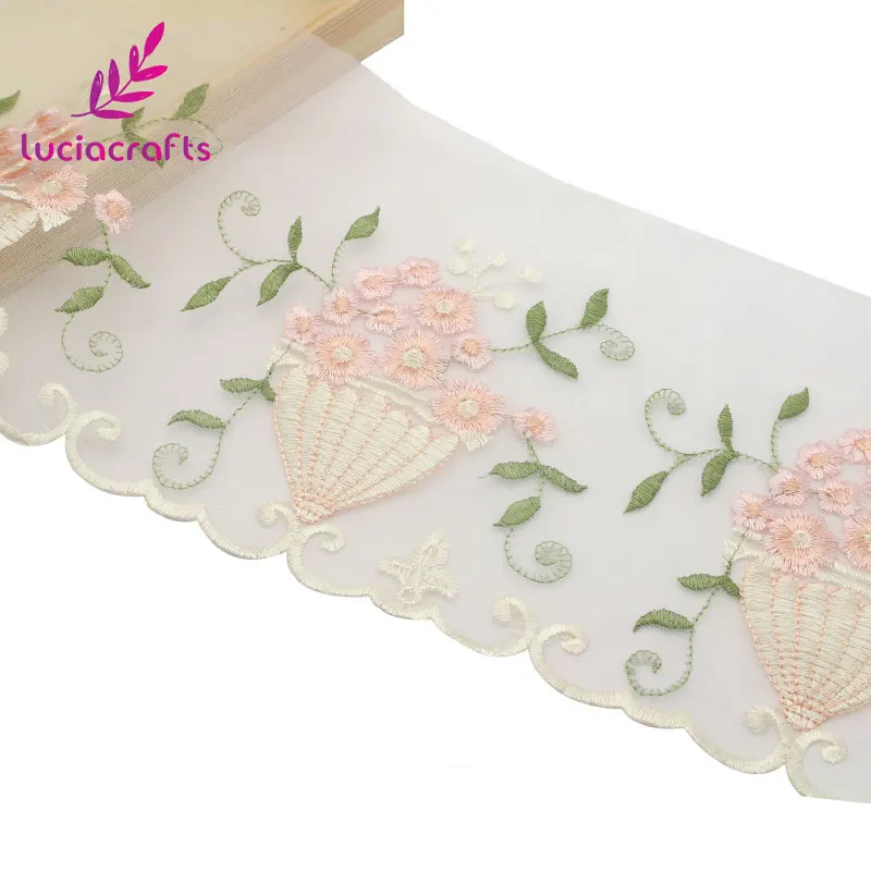 Lucia crafts 1 ярд/лот мульти размер цветок вышитая Сетка кружево отделка ленты DIY Швейные тканевые аксессуары к одежде R0104