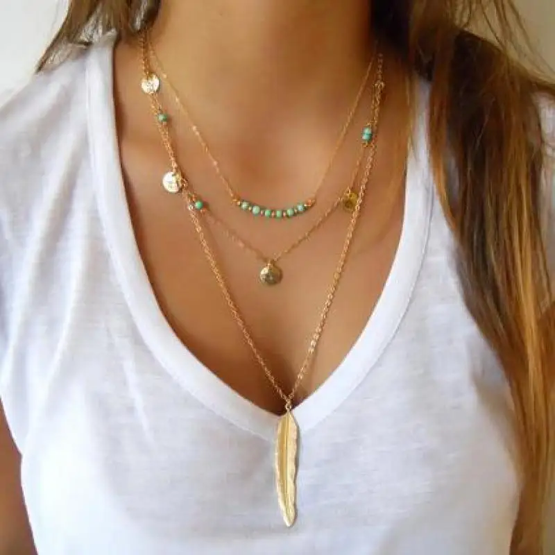 Baru Berlapis Kalung Bohemia Rumbai 