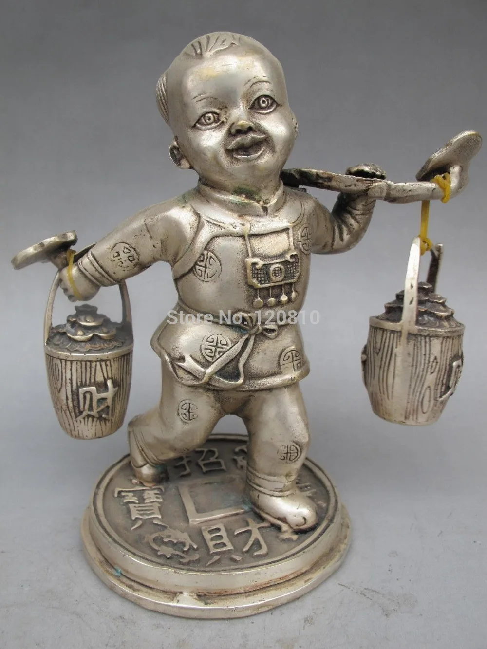 

China handmade Collection White copper boy Diaodan Fiscal lucky statue