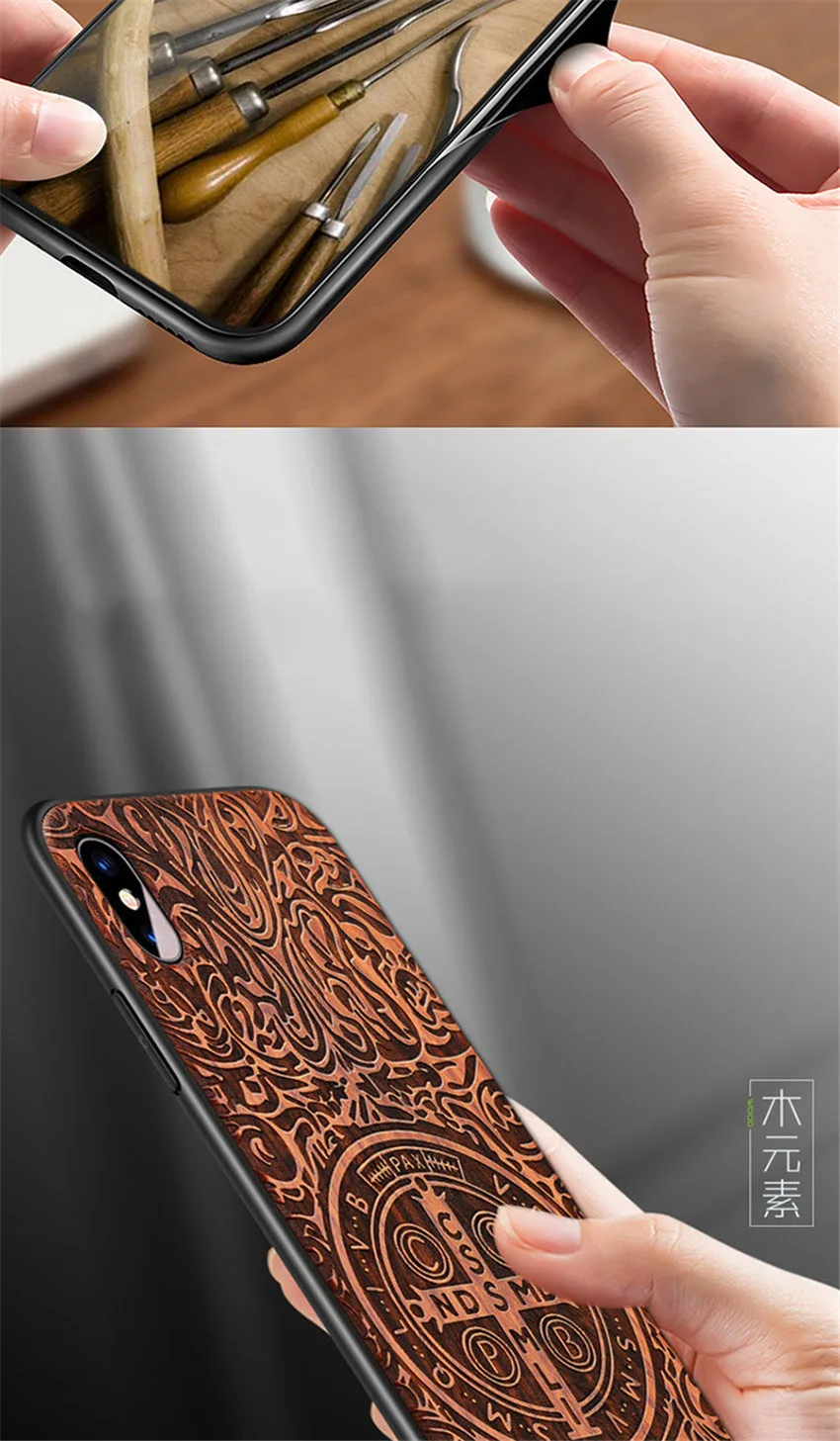 For iPhone X Case Original Boogic Real Wood funda iPhoneX Rosewood TPU Shockproof Back Cover Phone Shell For iPhone X case (6)