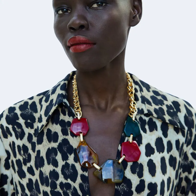 Женское Ожерелье с металлическими значками Girlgo в стиле панк, золотистого цвета, цепочка с кругами, колье, макси ювелирные изделия, вечерние украшения