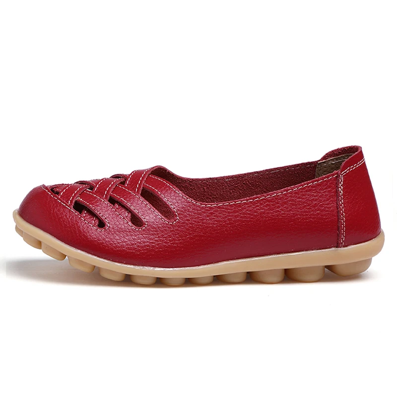 Повседневная обувь для женщин; Туфли-оксфорды; 15 цветов; классическая женская обувь из вулканизированной кожи; женская обувь на плоской нескользящей подошве с круглым носком; большие размеры 34-44 - Цвет: Red