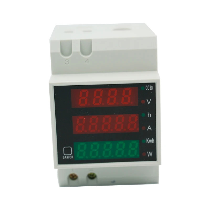 

D52-2047 Din Rail LED Active Power Factor Energy meter Voltage Volt Current Meter Voltmeter Ammeter AC 80-300V 0-100.0A 40%off